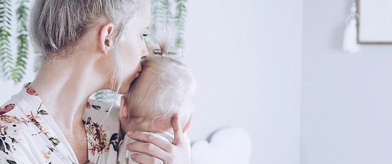 baby and Mom up early after early morning waking