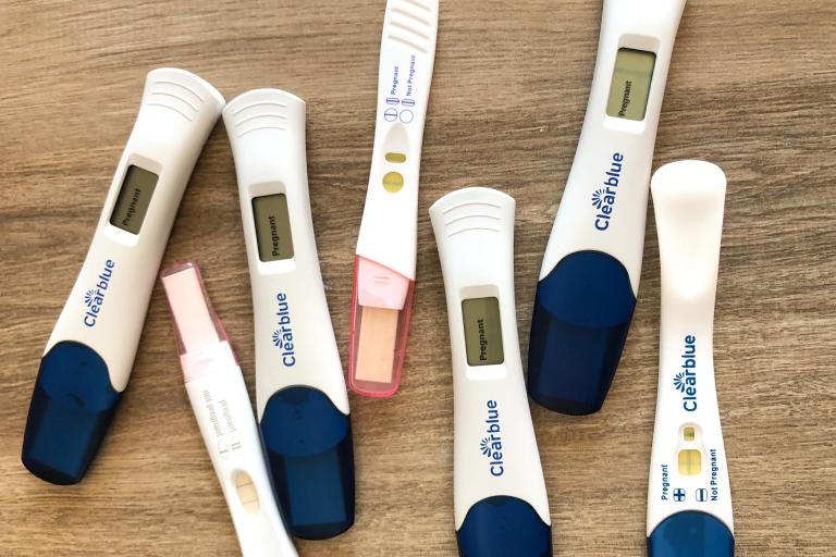 seven different positive pregnancy tests