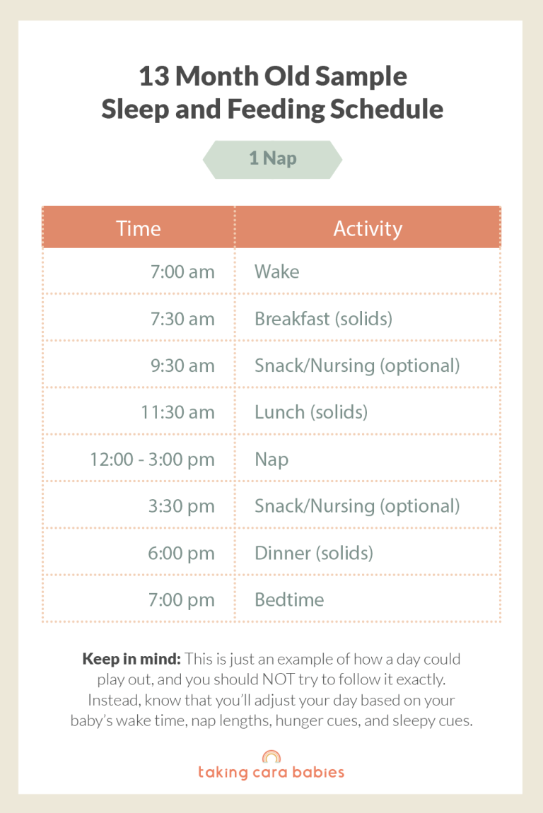 13 month old sample sleep and feeding schedule on one nap