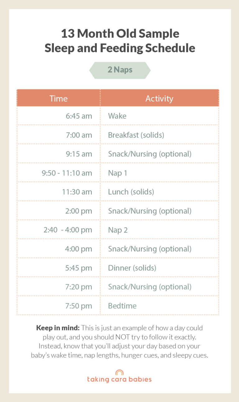 13 Month Old Sample Sleep and Feeding Schedule on 2 Naps
