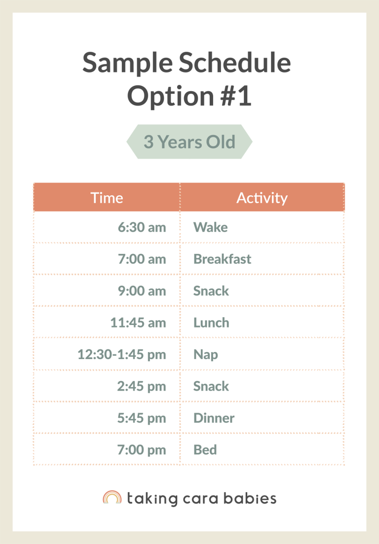 3 year old sample schedule option 1