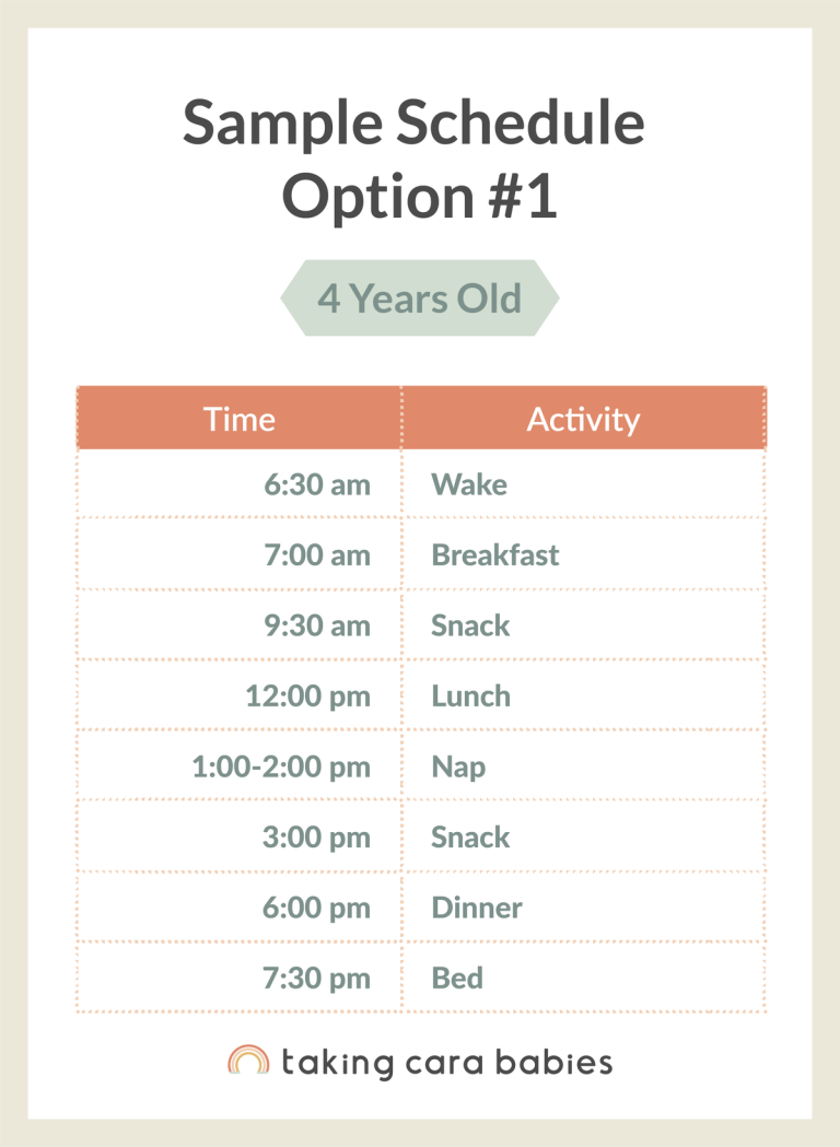 4 year old sample schedule option 1