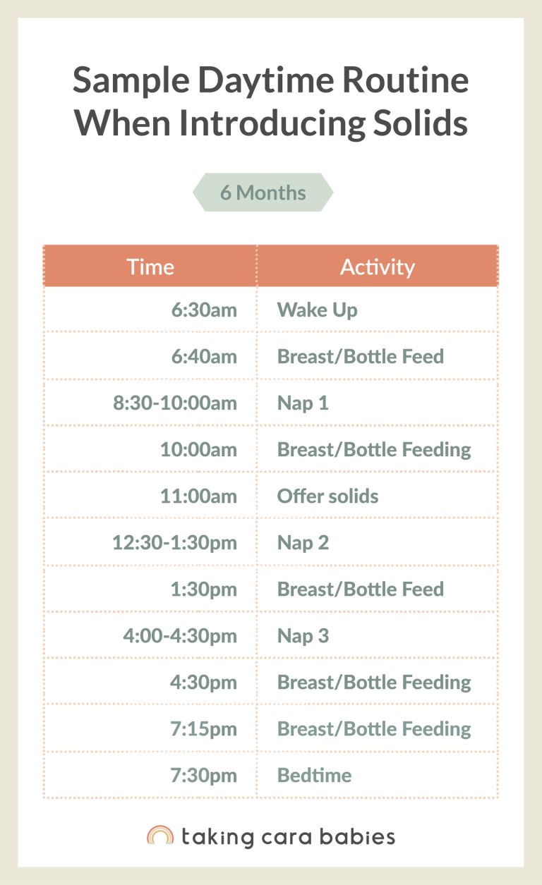 Sample daytime routine for 6 month old when introducing solids