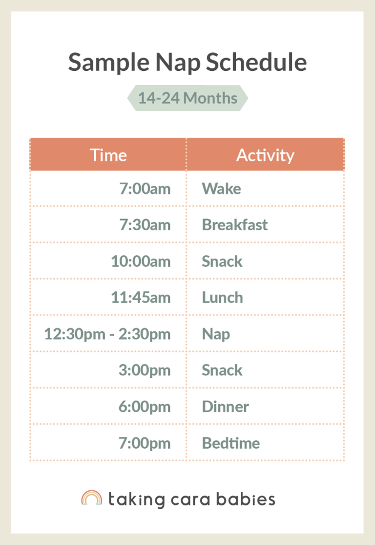 Sample nap schedule for 14 to 24 months option 1